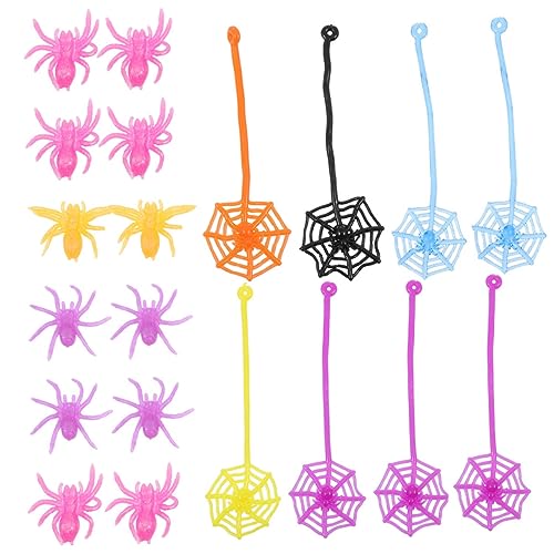 YARNOW 24 Stück Teiliges Halloween Deko mit Farbigen Dehnbaren Spinnen und Spinnennetzen Realistische Witzige Halloween Scherzspielzeuge für Party Tischdeko und Outdoor YARNOW 24 Stück Teiliges Halloween Deko mit Farbigen Dehnbaren Spinnen und Spinnennetzen Realistische Witzige Halloween Scherzspielzeuge für Party Tischdeko und Outdoor von YARNOW