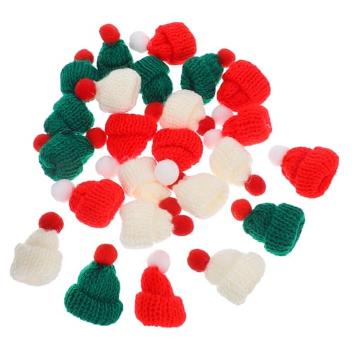 YARNOW 24 Stück Teiliges Mini Weihnachtsmützen aus Strickwolle Bunte Kleine Nikolausmützen für DIY Basteln Puppendeko Weihnachtsdeko und Weinflaschen Topper Elastisch und Langlebig von YARNOW