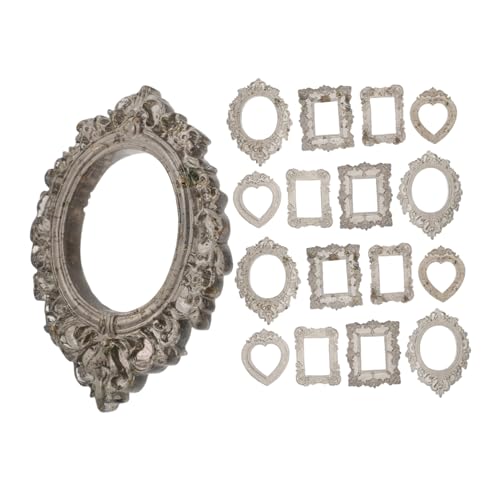 YARNOW 24 Stück Teiliges Miniatur Barock Bilderrahmen Kleine Antike Resin Mini Holz Bilderrahmen Puppenhaus Fotohalter Rustikale Vintage Rahmen für Saisonale Dekoration und Bastelprojekte von YARNOW