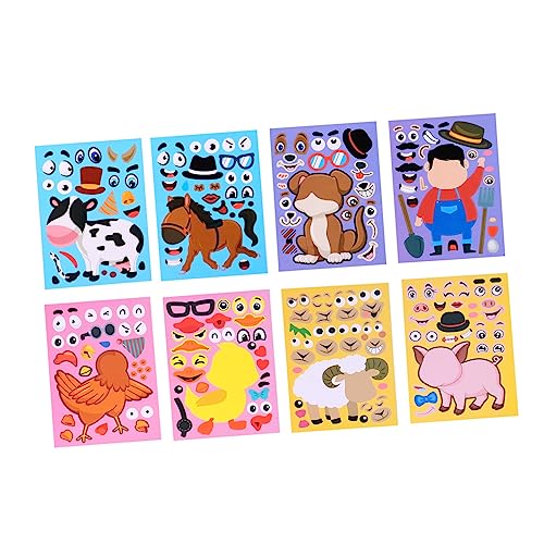 YARNOW 24 Stück Teiliges Tieraufkleber für Lustige DIY Gesichtssticker für Kreative Bastelprojekte für Belohnungen und Gruppenaktivitäten von YARNOW