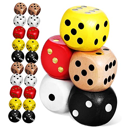 YARNOW 25 Stücke 6-Seitige Holzwürfel Spielwürfel für Brettspiele Party Würfel Tragbares Design Nummerierte Freizeitwürfel für Spieleabende von YARNOW