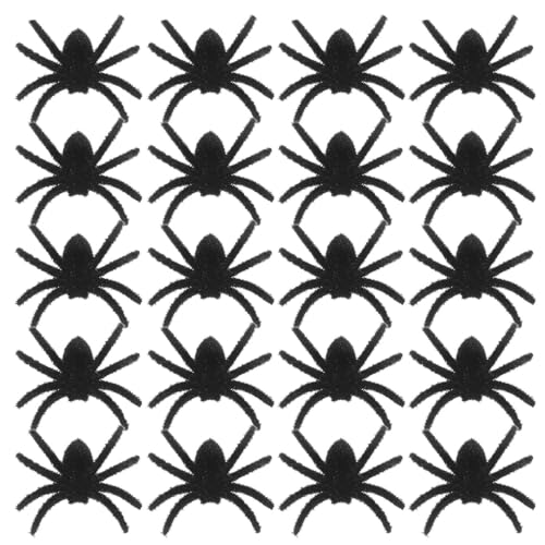 YARNOW 25 Stück Haarige Halloween-Spinnen: Realistische, Gefälschte, Gruselige Witze aus Kunststoff, Streich-Spielzeug-Requisiten für Partygeschenke, Spukhaus-Dekoration, Schwarz von YARNOW