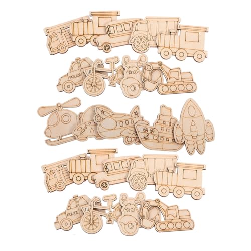 YARNOW 25 Stück Teiliges Unbemaltes Holz Bastelset mit Transportmotiven Inklusive Hubschrauber Auto UFO und Bagger Sichere Kinderspielzeuge aus Robustem Holz für DIY Malprojekte und YARNOW 25 Stück Teiliges Unbemaltes Holz Bastelset mit Transportmotiven Inklusive Hubschrauber Auto UFO und Bagger Sichere Kinderspielzeuge aus Robustem Holz für DIY Malprojekte und von YARNOW