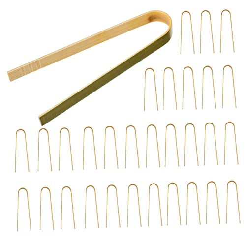 YARNOW 25Stücke Bambus Pinzettenset für Teiliges Lernspielzeug Feinmotorik Kleinkindzange für Grifffähigkeiten Werkzeug für Kreative Bastelprojekte und Sensorische von YARNOW