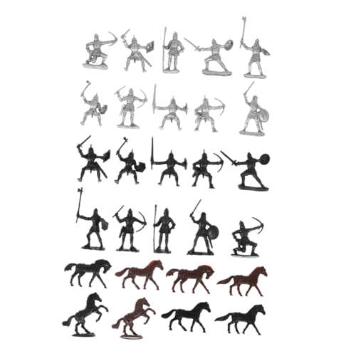 YARNOW 28 Stück Teiliges Soldatenspielzeug aus Kunststoff Modellfiguren für Soldaten Pferde und Kavalleristen Fördert Kreatives und Interaktion Sicheres Material für Jungen von YARNOW