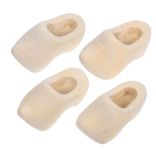 YARNOW 2Paare Holzschuhe Schlüsselanhänger DIY Puppenhaus Deko Holzschuhe Unvollendete Handwerkskunst Zubehör für Dekorationen und Kreative von YARNOW