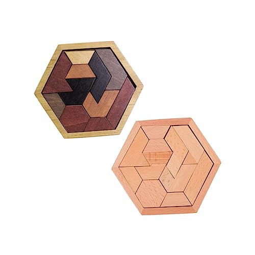 YARNOW 2Sätze Holzpuzzle Hexagon Für Teiliges Aus Klassischem Und Natürlichem Holz Fördert Und Formerkennung Pädagogisches Tangram Puzzle Für Kreative Spielstunden von YARNOW
