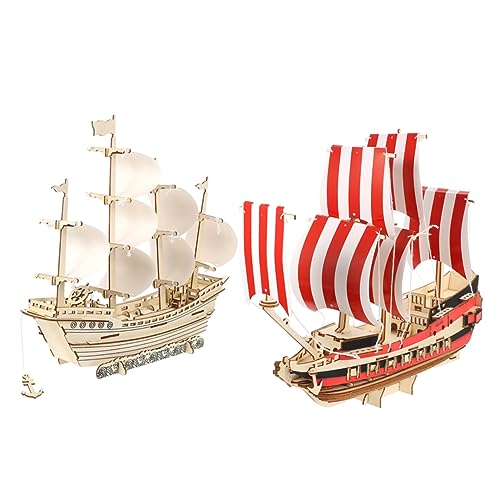 YARNOW 2Sätze Segelschiff Puzzle DIY Holzspielzeug Für Aus Natürlichem Holz Fördert Kreativität Und Geduld Für Geburtstage Und Feste von YARNOW