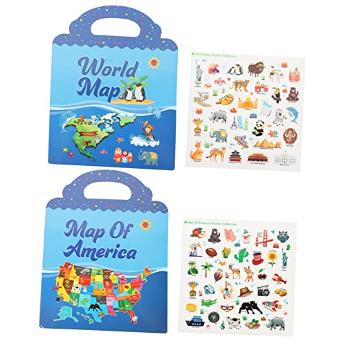 YARNOW 2Sätze Wiederverwendbares Aufkleberbuch Für Kleinkinder Mit Szenen Aufklebern Weltkarte Karte Lernspielzeug Für Konzentration Und Kreativität YARNOW 2Sätze Wiederverwendbares Aufkleberbuch Für Kleinkinder Mit Szenen Aufklebern Weltkarte Karte Lernspielzeug Für Konzentration Und Kreativität von YARNOW