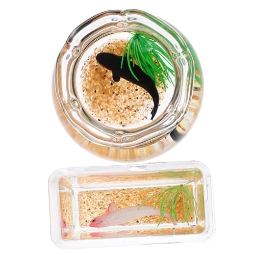 YARNOW 2Stücke Fischbowl Teiliges Puppenhaus Zubehör Realistischer Glastank für Mini Dekoration Kreatives Design für Zufällige Farben der Fische YARNOW 2Stücke Fischbowl Teiliges Puppenhaus Zubehör Realistischer Glastank für Mini Dekoration Kreatives Design für Zufällige Farben der Fische von YARNOW