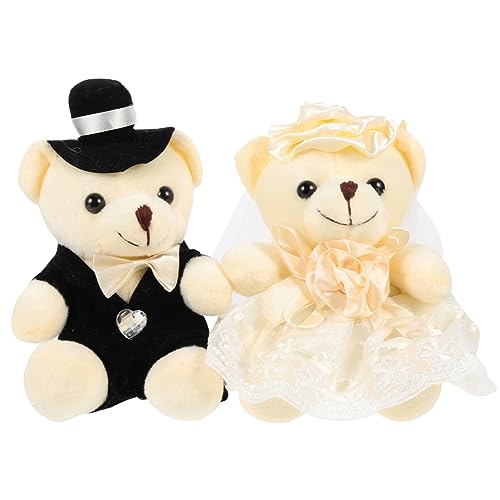 YARNOW 2Stücke Hochzeitsbären Niedliche Bärenfiguren Für Hochzeitsdekoration Plüschbär Für Brautpaar Sitzhöhe Hochzeitsgeschenk von YARNOW