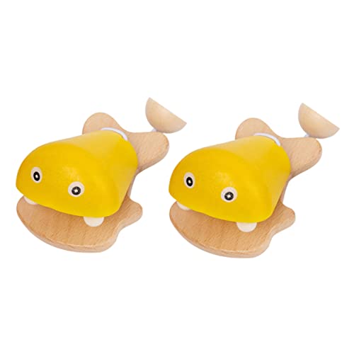 YARNOW 2Stücke Holz Castanet Flapper Fischform für Langlebige Musikinstrumente für Kleinkinder Kreativität und Motorischen Fähigkeiten für Spaß von YARNOW