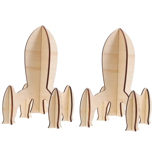 YARNOW 2Stücke Holz Puzzle Raketenmodell DIY Bastelspielzeug Für Kreative Für Fördert Die Feinmotorik Und Räumliche von YARNOW