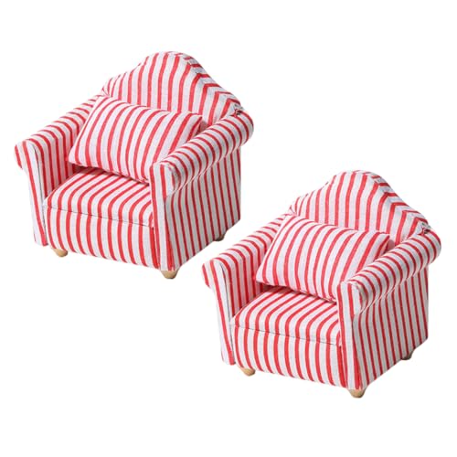 YARNOW 2Stücke Mini Sofa Für Puppenhaus Teiliges Möbelset Mit Weißen Streifen Für Kreativität Und Sozialer Interaktion Im Puppenhaus von YARNOW