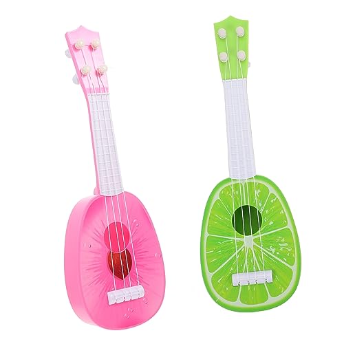 YARNOW 2Stücke Mini Ukulele für Frühe Lernhilfe Handgefertigte Musikinstrumente für Vorschulkinder Leuchtende Farben Limette von YARNOW