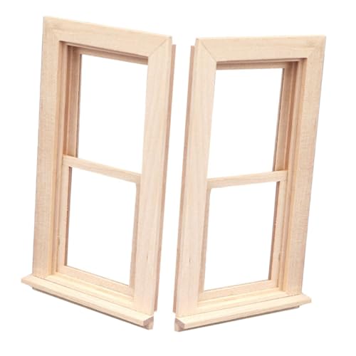 YARNOW 2Stücke Puppenhaus Unbemalt Einfaches Schiebefensterdesign für DIY Projekte und Dekorationen von YARNOW