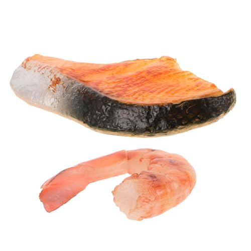 YARNOW 2Stücke Realistisches Gefälschtes Garnelen und Fischfleischmodell für Fotografie Restaurant Dekoration und Lebensechte Lebensmittelimitation für Kreative Anwendungen von YARNOW