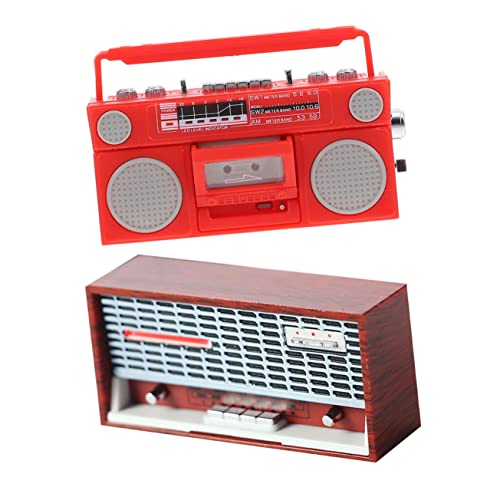 YARNOW 2Stücke Retro Radio für Puppenhaus Teiliges Zubehör Vintage für Kleinkinder Fördert Kreativität und Rollenspiel Dekoratives Puppenmöbel für Fantasievolles von YARNOW