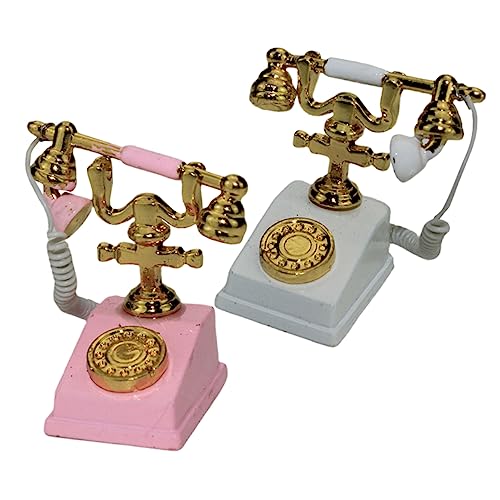 YARNOW 2Stücke Retro Telefon Kleines für Puppenhaus Detailreiche Dekoration und für Miniaturmodell YARNOW 2Stücke Retro Telefon Kleines für Puppenhaus Detailreiche Dekoration und für Miniaturmodell von YARNOW