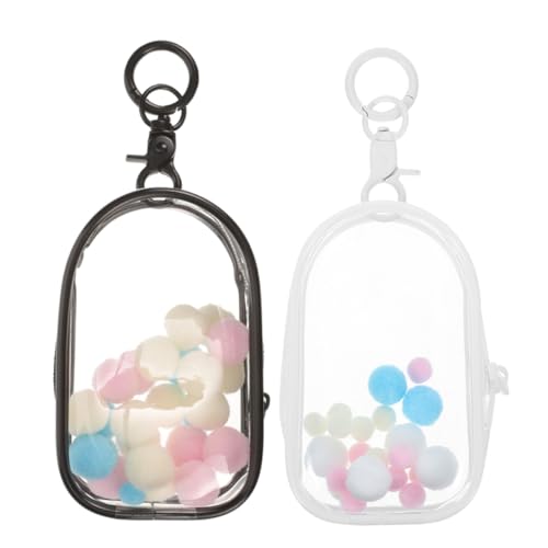 YARNOW 2Stücke Transparente Display für Schlüsselanhänger Durchsichtige Organizer Taschen für Mini Figuren Multifunktionale Aufbewahrungstasche mit Pom Poms YARNOW 2Stücke Transparente Display für Schlüsselanhänger Durchsichtige Organizer Taschen für Mini Figuren Multifunktionale Aufbewahrungstasche mit Pom Poms von YARNOW