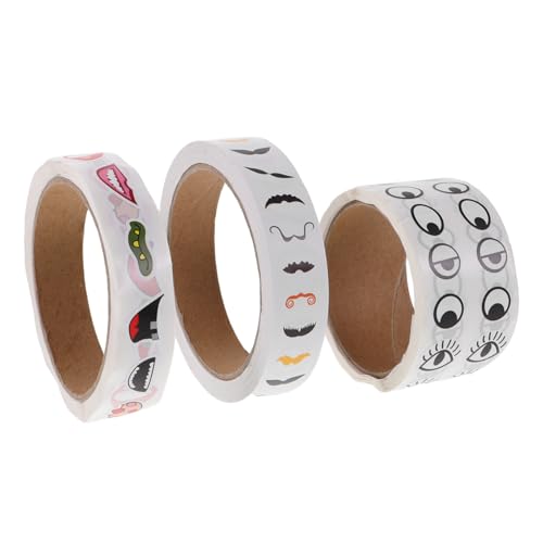 YARNOW 3 Rollen Kreative Selbstklebende Cartoon Augen Mund Schnurrbart Aufkleber für DIY Bastelprojekte Farbenfrohe Sticker für Notizbücher und Gesichtsdekorationen YARNOW 3 Rollen Kreative Selbstklebende Cartoon Augen Mund Schnurrbart Aufkleber für DIY Bastelprojekte Farbenfrohe Sticker für Notizbücher und Gesichtsdekorationen von YARNOW