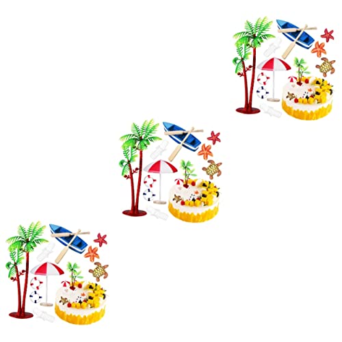 YARNOW 3 Sätze Dekoration Mit Strandmotiven Miniatur-strandkorb-ornament Baum Dekorationen Im Freien Party Hochzeit Kuchenverzierung Seemerkonte Topper Plastik 10 Stück * 3 von YARNOW
