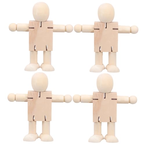 YARNOW 3 Sätze Kleine Holzpuppen Bausätze Cool Graffiti Jungs Unfertige Puppen Selber Machen Leere Robotermodelle Kleine Holzroboter Hölzern 4 Stück * 3 von YARNOW