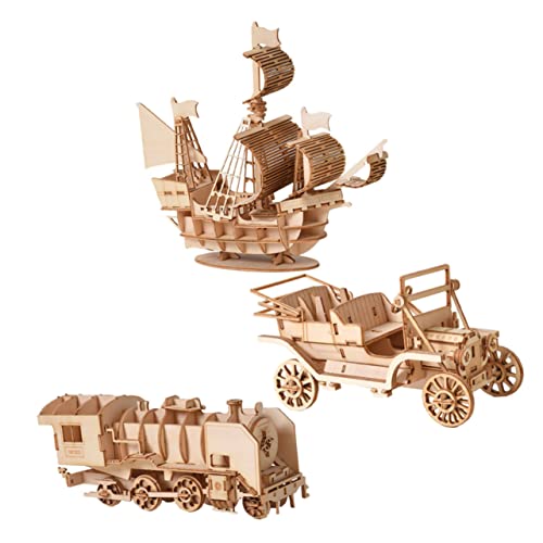 YARNOW 3 Satz DIY Holzpuzzle Puzzle für Kreatives Handwerk Modell Auto Boot Zug Gemischter Stil Sicheres Glattes Holz für Geburtstage und Feste YARNOW 3 Satz DIY Holzpuzzle Puzzle für Kreatives Handwerk Modell Auto Boot Zug Gemischter Stil Sicheres Glattes Holz für Geburtstage und Feste von YARNOW