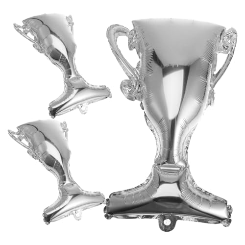 YARNOW 3 Stück Champion Ballon Aluminium Folienballon Pokal Ballon für Abschlussfeier Partydekoration Vielseitig Einsetzbar und Elegantes Design Silber von YARNOW