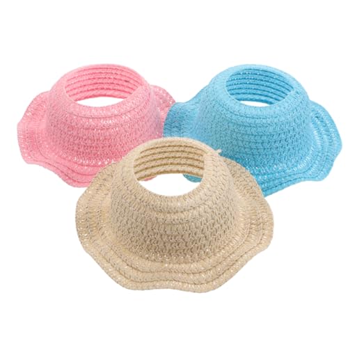 YARNOW 3 Stück Gehäkelte Mini Strohhüte für Puppenkostüme Atmungsaktive Offene Spitze Handgefertigt Leichter Sonnenschutz Modische Puppenzubehör für DIY Verkleidung von YARNOW
