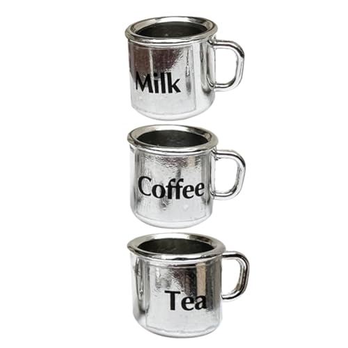 YARNOW 3 Stück Mini -Tee -Tassenmodell Becher dekorativ puppenhaus kaffeetassen winziges kleine Kaffeetasse kleine Teetasse kleine Tasse Metall Silber von YARNOW