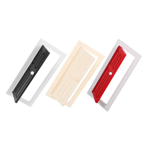 YARNOW 3 Stück Miniatur Holztür Teiliges Rechteckige Puppenhaus Türen Natur Rot Schwarz DIY Miniaturen Möbel für Puppenhäuser Einfache Modernes Design Vielseitig für Dekoration und Spiel von YARNOW