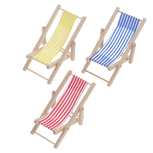 YARNOW 3 Stück Miniatur Strandliegestuhl Faltbar Kleine Deko Liegestühle für Puppenhaus Miniaturgarten DIY Basteln Detailreiche Mini Beach Chair Figuren von YARNOW