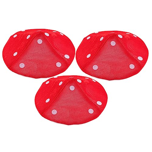 YARNOW 3 Stück Roter Pilzhut für Lustige Kopfbedeckung für Cosplay und Party Elastischer Strap für Angenehmen Tragekomfort für Kostümpartys Halloween und Geburtstagsfeiern von YARNOW