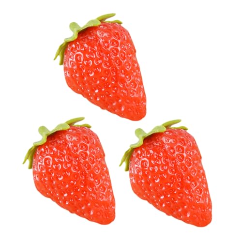 YARNOW 3 Stück Teiliges Künstliche Erdbeeren Realistische Dekorationen für Fotografie Bastelprojekte für Zuhause Kindergarten Lebensnahe Fruchtmodelle von YARNOW