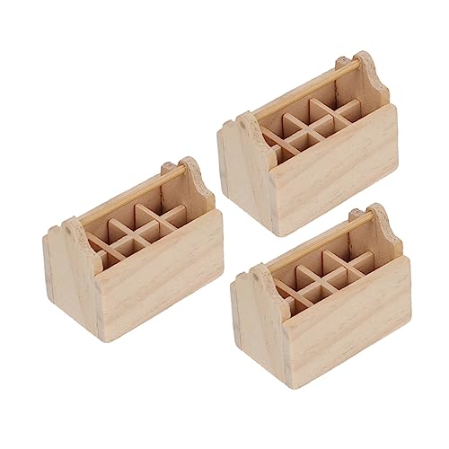 YARNOW 3 Stück Teiliges Mini Werkzeugkasten aus Holz Miniatur Möbel Deko für Puppenhäuser Fotorequisiten Stilvolle Wohnraumgestaltung von YARNOW