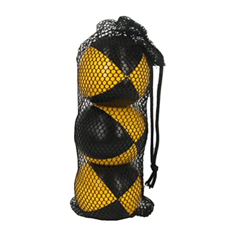 YARNOW 3 Stück Teiliges PU Jonglierbälle mit Feiner Interaktive Spielbälle für Partygeschenk Praktischer Netztasche Gelb Schwarz von YARNOW