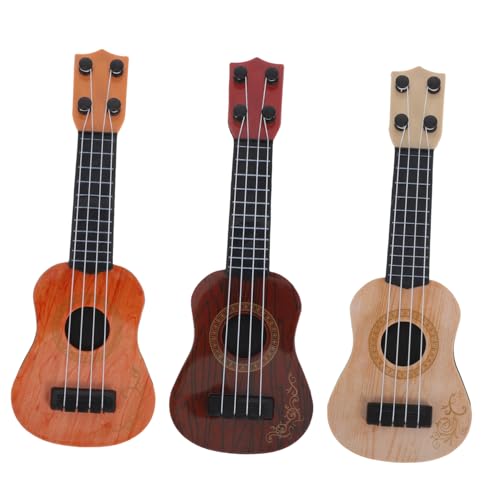 YARNOW 3 Stück Teiliges Ukulele Spielzeugset für Bildungsinstrumente zur Musikalischen Geeignet für Mädchen und Jungen Brauner und Gelber Ukulele von YARNOW