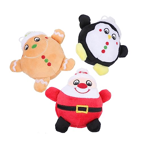 YARNOW 3 Stück Teiliges Weihnachts Kuscheltier Set mit Weichem Cartoon Design Dekorative Haustier Plüschtiere aus Hochwertigem Material Geschenkidee für Festliche Dekoration von YARNOW