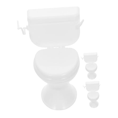 YARNOW 3 Stück Toilettenschmuck Mini-basteldekore Mini-schmuck-badezimmermöbel Mini-Toilette Mini-Keramik-wc Märchenhaus Möbel Realistische Toilette Mini-töpfchen Weiß Pp von YARNOW