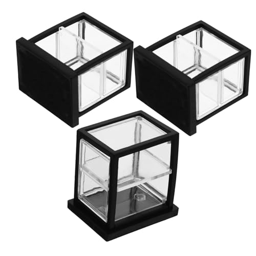 YARNOW 3 Stück Transparente Vitrine realistisch Showcase klein Miniatur minikühlschrank tortendeko Einschulung Puppenhaus Bäckereischrank Mini-Dessertschrank Acryl Schwarz von YARNOW