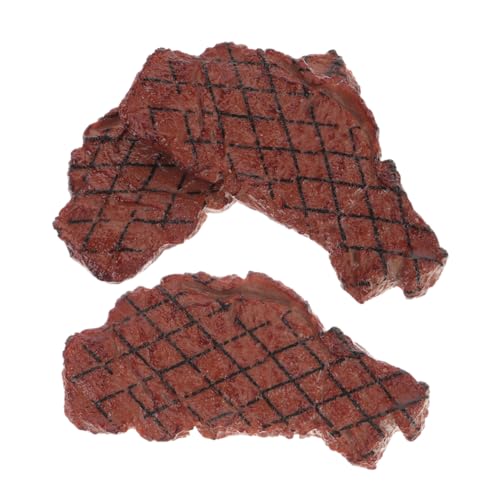 YARNOW 3 Stücke Simuliertes Steak -Garnieren deko gekochtes Fleisch-Modell gefälschtes gekochtes Fleisch gefälschte Lebensmittel realistisch gefälschtes Rindfleisch Plastik Hellbraun von YARNOW