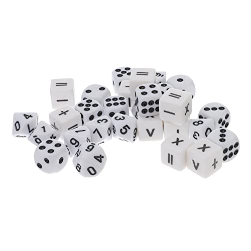 YARNOW 30 Stück Mathematikunterricht Würfel Zahlenspielzeug Operationswürfel Kinderspielzeug klein farbige Würfel Mathe-Lehrwürfel Würfelspielzeug Mathe-Lernwürfel Acryl Weiß von YARNOW