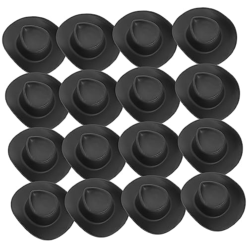 YARNOW 30 Stück Mini-Cowboyhut Hüte Masse Miniaturhüte basteln Schwarz Weiß winzig Miniaturhüte selber Machen Hut Handwerk kleine Hüte basteln zarte Minihüte Plastik Black von YARNOW
