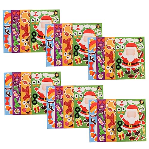YARNOW 32 Blatt Puzzle-Aufkleber Für Spiel Aufkleber Cartoon-weihnachtsaufkleber Puzzle-weihnachtsaufkleber Festival-Aufkleber Schneemann-Sankt-Aufkleber Elch Aufkleber von YARNOW