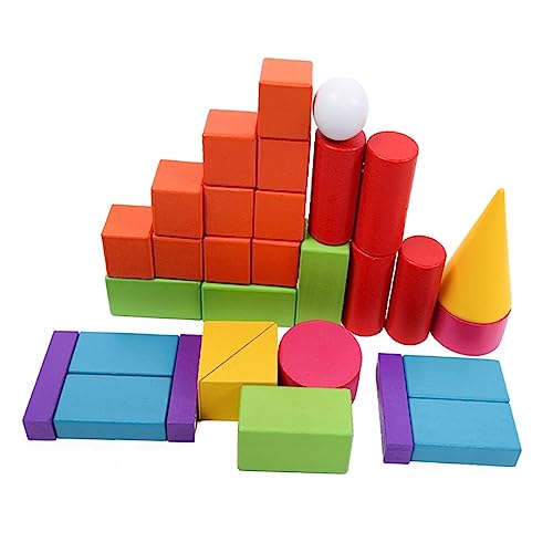 YARNOW 32 Stück Holzgeometrisches Modell Mathematisches Modell Holzspielzeug Hölzern von YARNOW