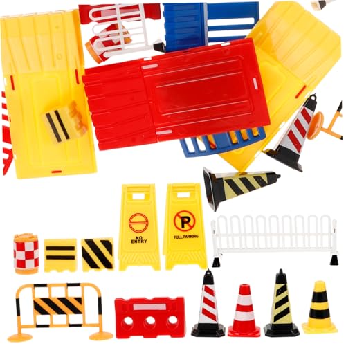 YARNOW 32 Stück Verkehrsbarrikadenmodell -Verkehrszeichen Straßenschilder Verkehrszeichen- Straßenblöcke Straßenblockspielzeug Straßensperrschild Plastik von YARNOW