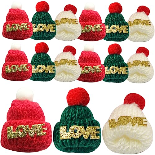 YARNOW 36 Stück Teiliges Mini Weihnachtsmützen Rot Grün Weiß Weiche Wollmaterialien Leichte DIY Bastelaccessoires für Weihnachtsdeko Flaschen und Baumschmuck Kompakt und Vielseitig von YARNOW
