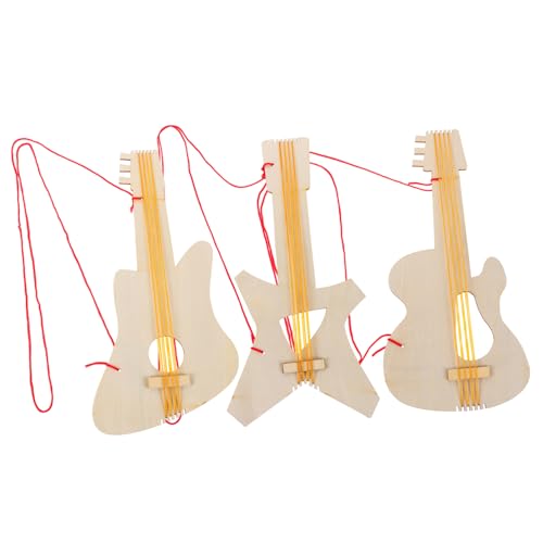 YARNOW 3Stücke Graffiti Holzgitarrenspielzeug für DIY Bastelarbeiten Musikinstrument für Kreative Themenpartys Handgefertigte Minigitarre für Junge Musiker von YARNOW