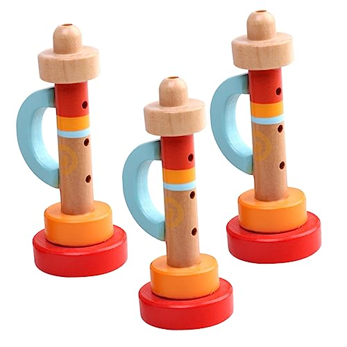 YARNOW 3Stücke Holzspielzeug Trompeten Für Sicheres Tragbares Musikinstrument Für Jungen Zubehör Für Kleine Musiker von YARNOW